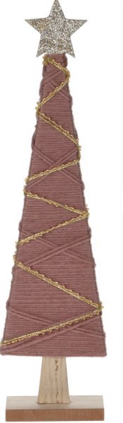 Choinka drewniana z brokatową gwiazdą 30 cm brązowa