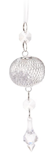 Dekoracja ozdoba świąteczna na choinkę z kryształkami srebrno złote 14cm Wzór 2