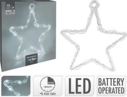 Gwiazda świąteczna dekoracja bożonarodzeniowa z akrylową powłoką 19 LED zimne białe timer 21,5 x 20,5 cm