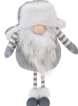 Krasnal gnom figurka dekoracja świąteczna szary 20x12x32 cm