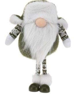 Krasnal gnom figurka świąteczna w kolorze zielonym 20x12x32 cm