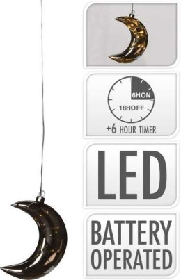 Księżyc bombka dekoracja wisząca ze szkła ozdoba bożonarodzeniowa 10 LED TIMER ciepłe białe