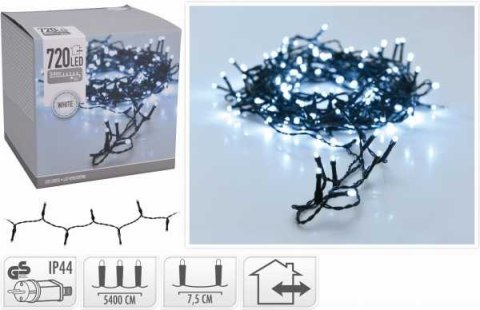 Lampki 720 LED łańcuch świetlny 54m zimne białe kabel zielony IP44
