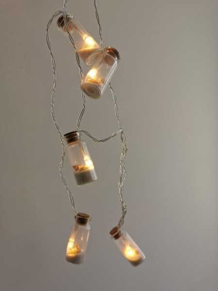 Lampki 8 led słoiczki z piaskiem i muszelkami ciepłe białe IP20