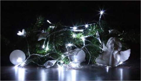 Lampki Joylight świąteczne 20 LED białe zimne na baterie 3m