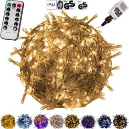 Lampki dekoracyjne 50 LED ciepła biel 5 m pilot programator IP44