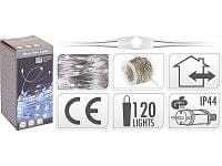 Lampki na druciku 240 LED zimne białe 23,9m zasilanie sieciowe IP44