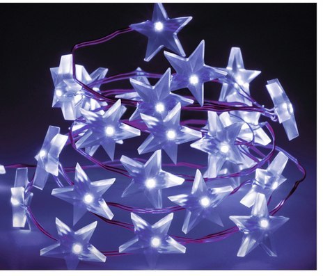 Lampki na druciku gwiazdki 40 LED zimne białe 2m girlanda IP20 na baterie