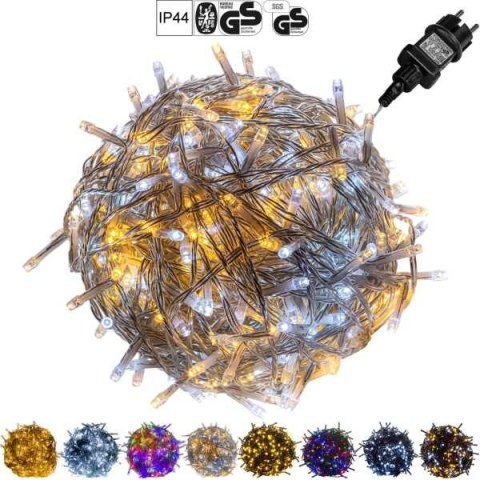 Lampki świąteczne 100 LED 10 m ciepłe/zimne białe IP44