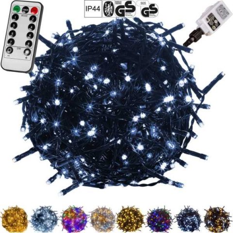 Lampki świąteczne 600 LED 60 m zimne białe IP44 Programator Pilot