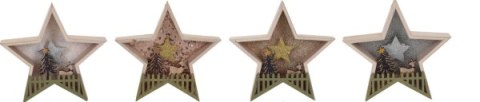 Ozdoba bożonarodzeniowa dekoracja wisząca drewniana Gwiazda 19cm LED