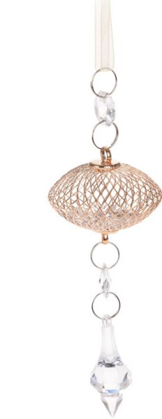 Ozdoba dekoracja świąteczna na choinkę z kryształkami w kolorze złoty 14cm Wzór 3