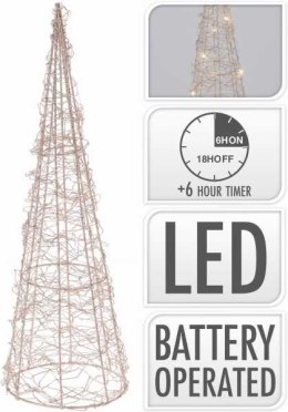 Piramida stożek z metalu 10 LED 40cm timer złota