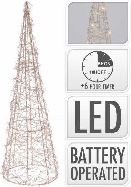 Piramida stożek z metalu 10 LED 40cm timer złota