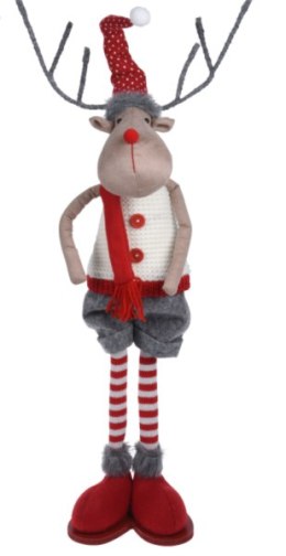 Renifer stojący dekoracja świąteczna 59 cm w białym sweterku