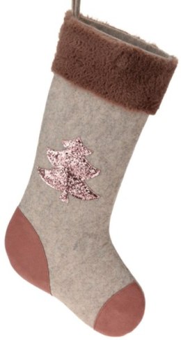 Skarpeta bożonarodzeniowa 44 cm choinka cekiny różowa