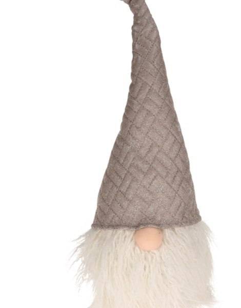 Skrzat 57 cm krasnal LED figurka świąteczna odcień beżu