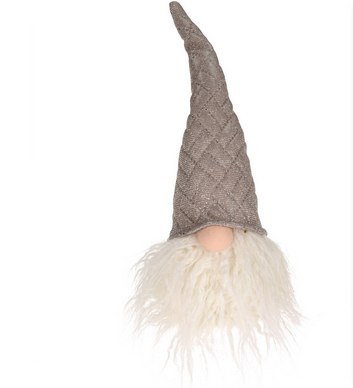 Skrzat krasnal LED figurka świąteczna szary 30 cm