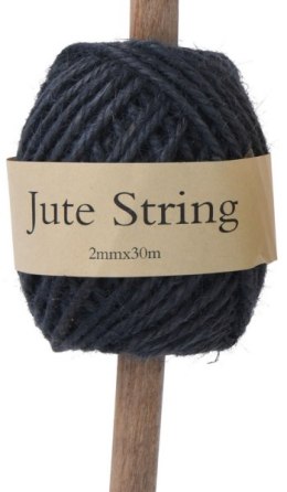 Sznurek jutowy ozdobny na drewnianej rolce 30 m granatowy