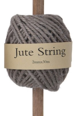 Sznurek jutowy ozdobny na drewnianej rolce 30 m szary