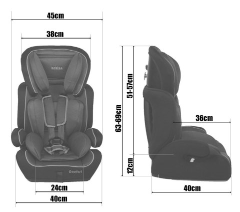 Fotelik samochodowy Bebico COMFORT GREY 9-36 kg