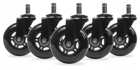 Koła kauczukowe PRO do foteli obrotowych - zestaw 5 sztuk