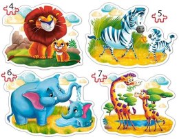 Puzzle 4w1 4,5,6,7-elementów Animals of Africa
