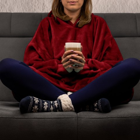 Bluzair Bluza Koc Hoodie Oversize Polska Bordowy