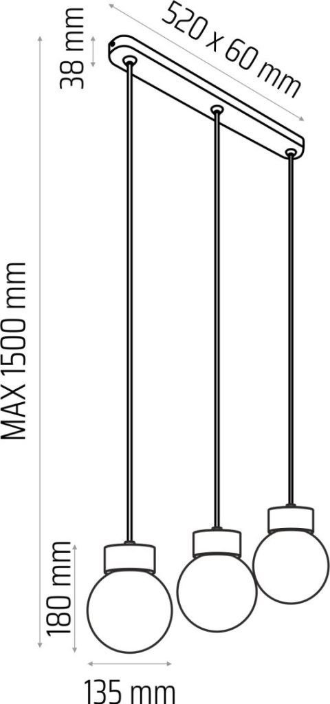 Lampa wisząca Barrel-Orb Kula 3pł biały