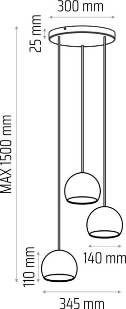 Lampa wisząca szara Balli Kule 3 pł (plafon)