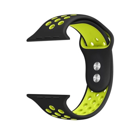 Crong Duo Sport - Pasek do Apple Watch 38/40 mm (czarny/limonkowy)