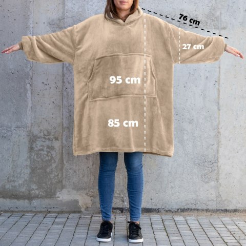Bluzair Bluza Koc Hoodie Oversize Polska Beżowy