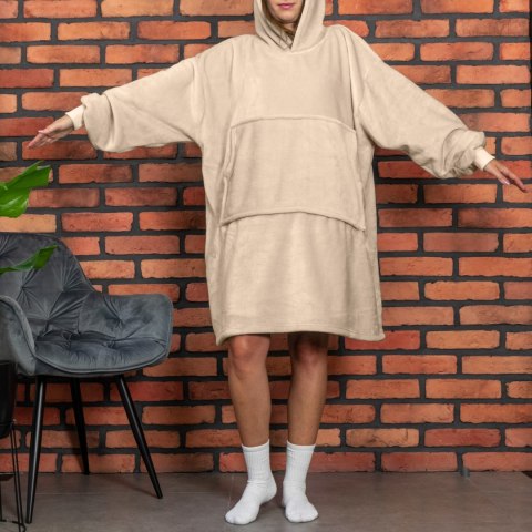 Bluzair Bluza Koc Hoodie Oversize Polska Beżowy