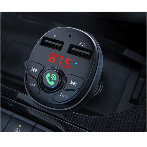 Borofone - transmiter FM z dwoma portami USB do ładowania, czarny