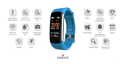 Smartband Giewont Czarny GW200-7 + Pasek Niebieski