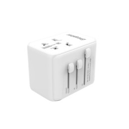 Energizer Ultimate - Adapter podróżny EU / US / AU / UK + 2x USB-A & USB-C certyfikat MFi (Biały)