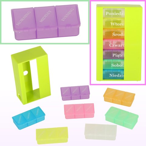 Organizer na leki pudełko kasetka na tabletki tygodniowy PL EN LT CS