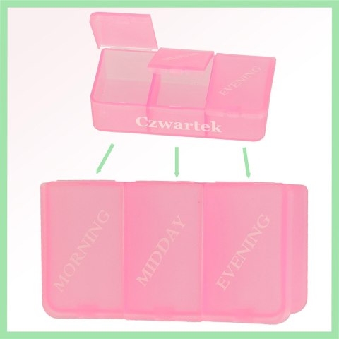 Organizer na leki pudełko kasetka na tabletki tygodniowy PL EN LT CS