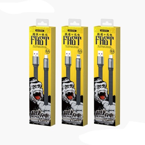 WEKOME WDC-156 King Kong 2nd gen - Kabel połączeniowy USB-A do Lightning 6A Fast Charging 1.3 m (Czarny)