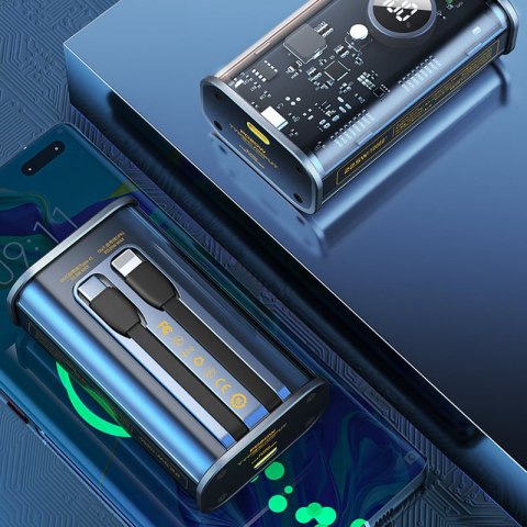 WEKOME WP-345 Vanguard Series - Power bank 10000 mAh Fast Charging z wbudowanym kablem USB-C & Lightning PD 20W + QC 22.5W (Czar