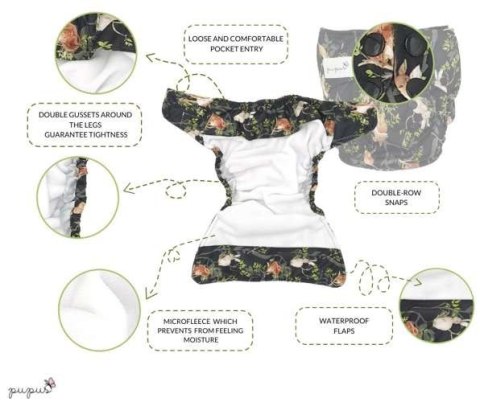 Pieluszka z kieszonką OS dwurzędowa, SUKULENTY