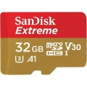 SanDisk Extreme microSDHC - Karta pamięci 32 GB A1 V30 UHS-I U3 100/60 MB/s z adapterem