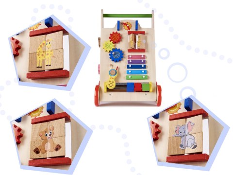 Pchacz dla dziecka chodzik drewniany kostka edukacyjna 6w1
