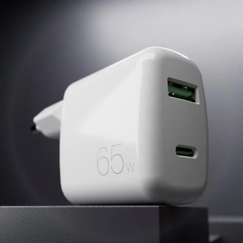 PURO MiniPro Wall Charger GaN - Ładowarka sieciowa 1 x USB-C & 1 x USB-A 65W PD (biały)