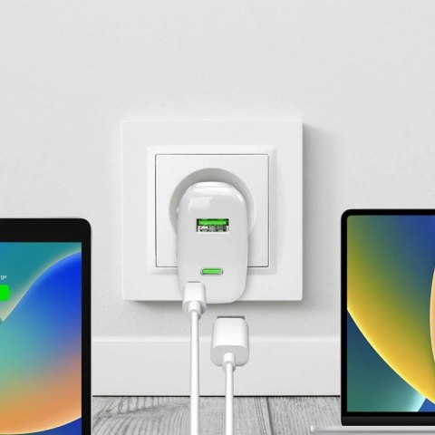 PURO MiniPro Wall Charger GaN - Ładowarka sieciowa 1 x USB-C & 1 x USB-A 65W PD (biały)