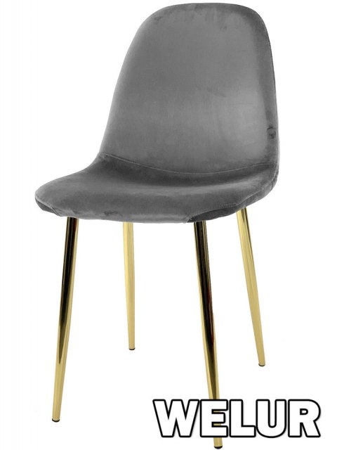 Krzesło tapicerowane GIULIA VELVET GREY GOLD