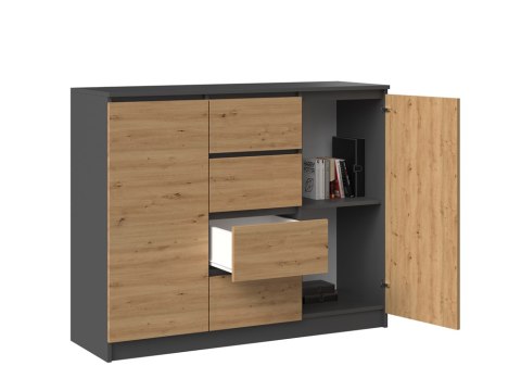 KOMODA 2 DRZWI 4 SZUFLADY ANTRACYT/ARTISAN KOMPLET