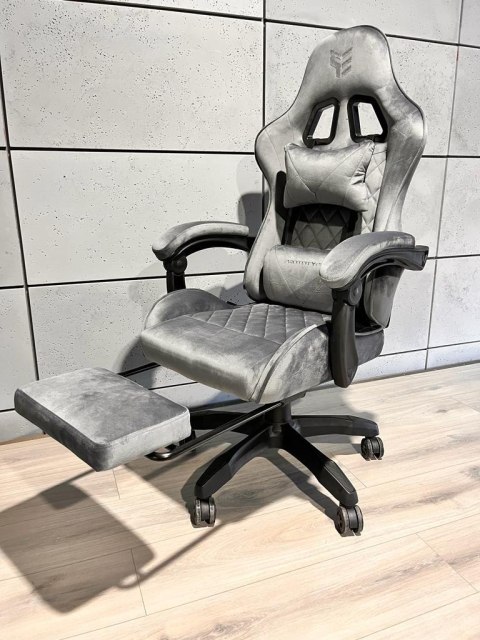 Fotel obrotowy gamingowy HERO POKER GREY ALCANTARA PRO