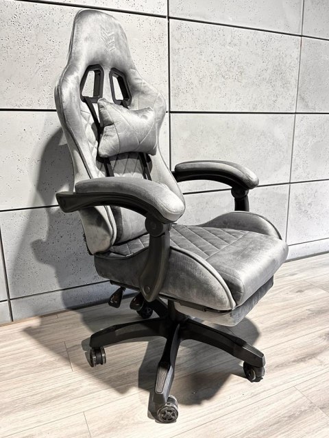 Fotel obrotowy gamingowy HERO POKER GREY ALCANTARA PRO