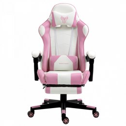 Fotel gamingowy GHOST 17 różowy z podnóżkiem różowy